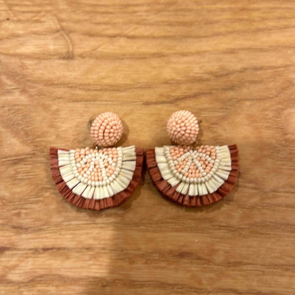 Chic Beaded Earrings in Pink and Cream